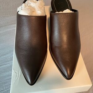 Staud Elegant Brown Leather Mules